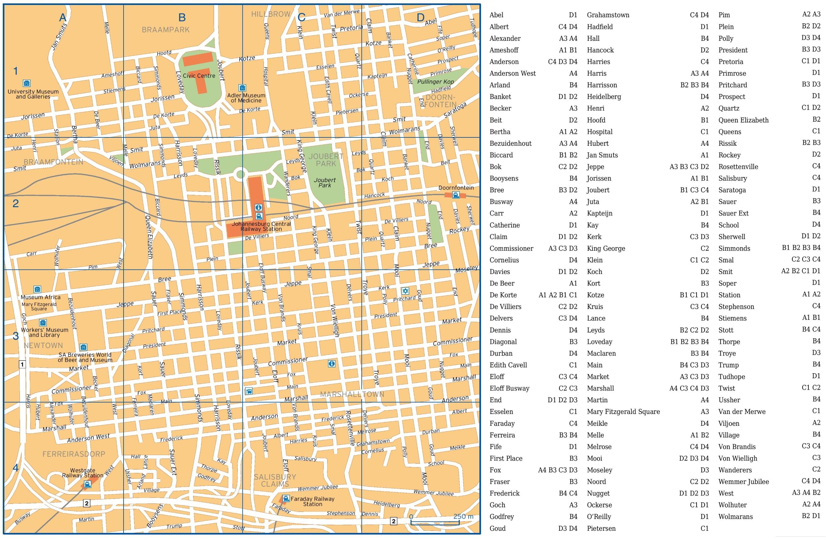 Mapa de Joanesburgo (Joburg Jozi) transporte: zonas de transporte