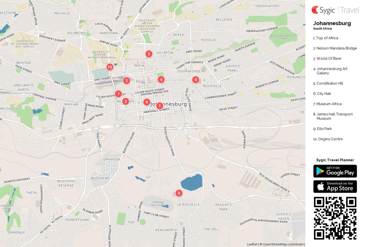 Joanesburgo (Joburg Jozi) mapa de vistas