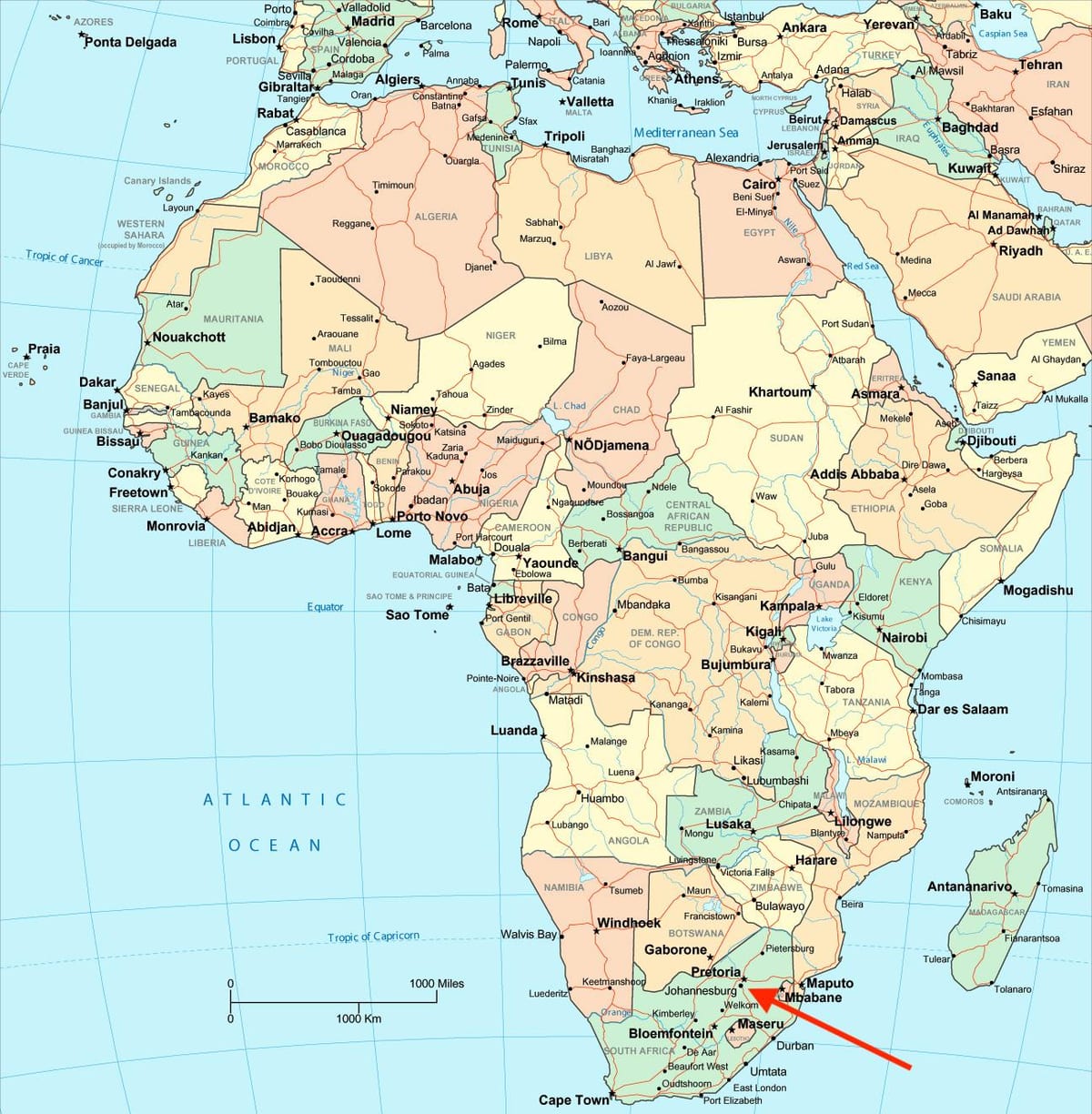Joanesburgo (Joburg Jozi) no mapa de Gauteng - África do Sul