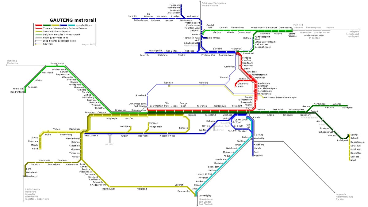 Joanesburgo (Joburg Jozi) mapa de transporte