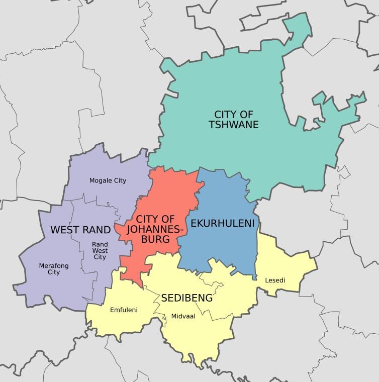 Joanesburgo (Joburg Jozi) mapa do distrito