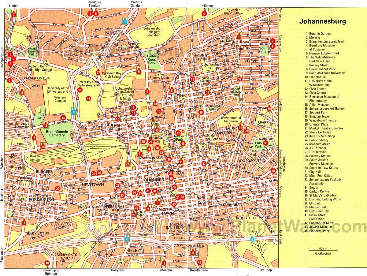 Joanesburgo (Joburg Jozi) mapa de passeios a pé