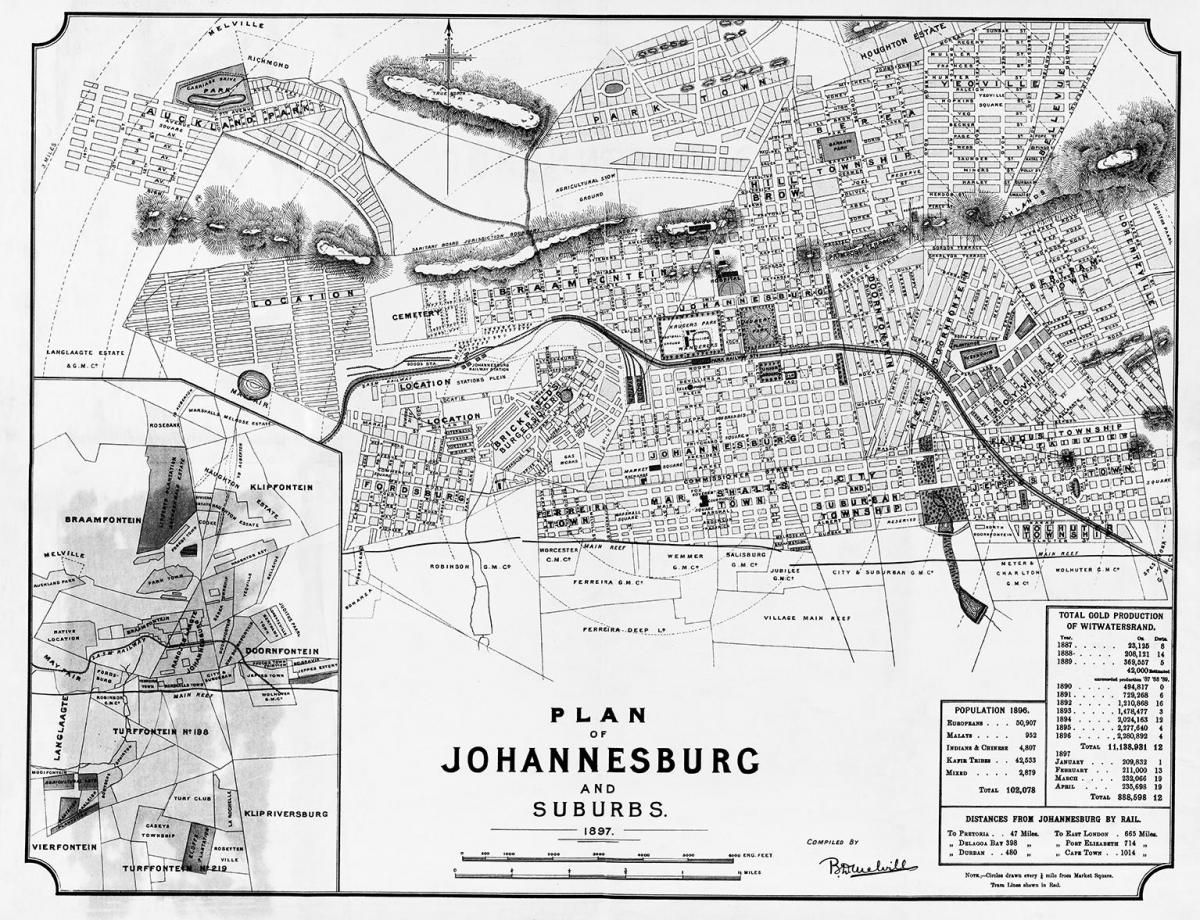Joanesburgo (Joburg Jozi) mapa histórico