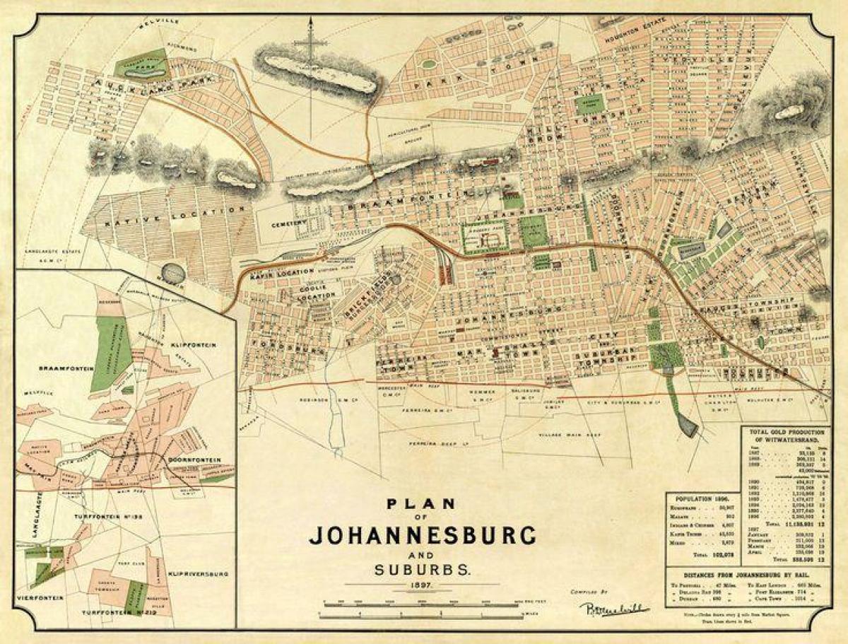 Joanesburgo (Joburg Jozi) mapa antigo